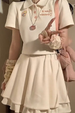 法式学院风polo连衣裙子女学生夏季新款茶系穿搭一整套装短裙