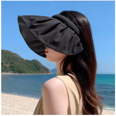 批发海量 批发黑胶防晒贝壳帽日系<b class='q'>甜美</b>防紫外线大檐遮阳帽