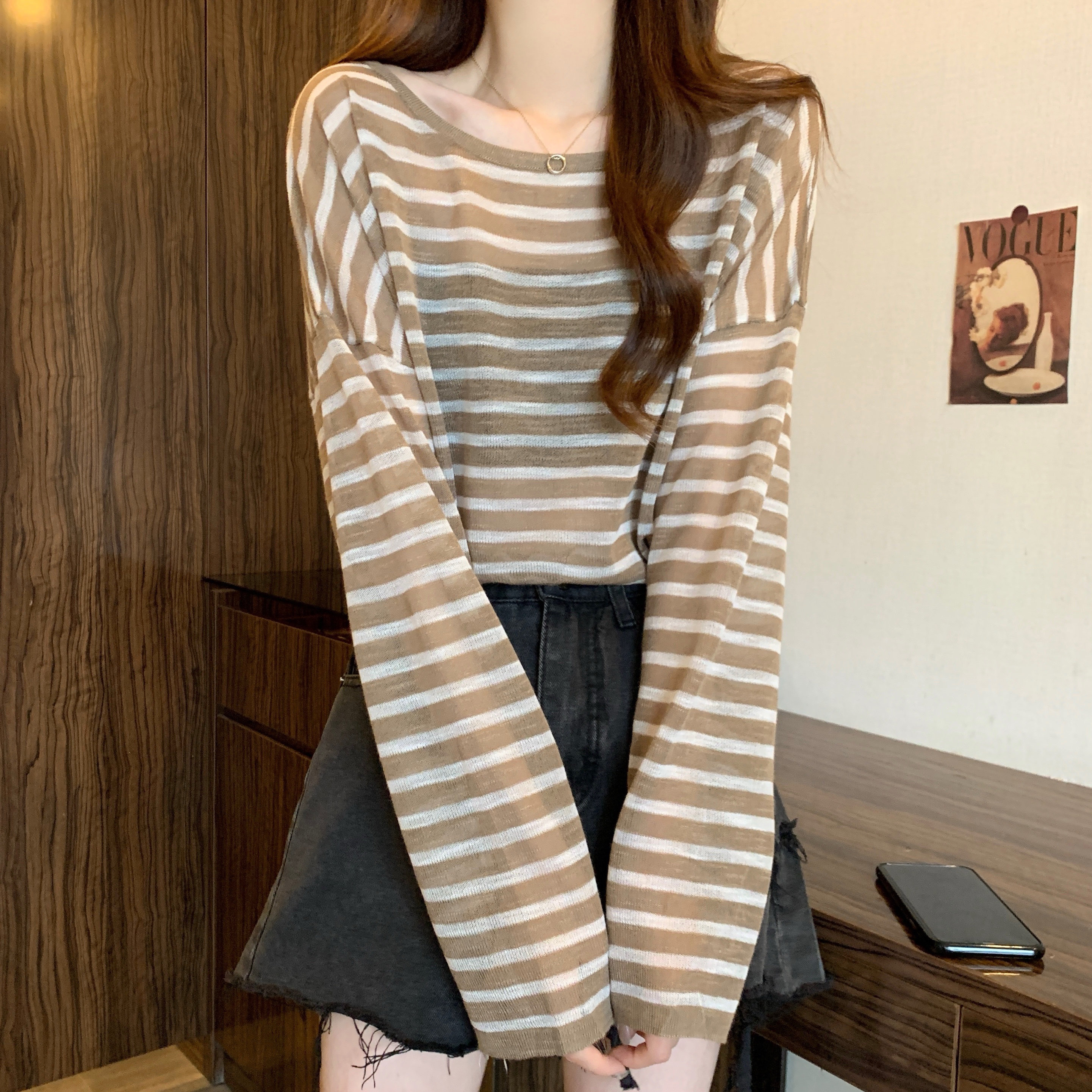 Real shot of large size slightly fat sun protection shirt for women in ...