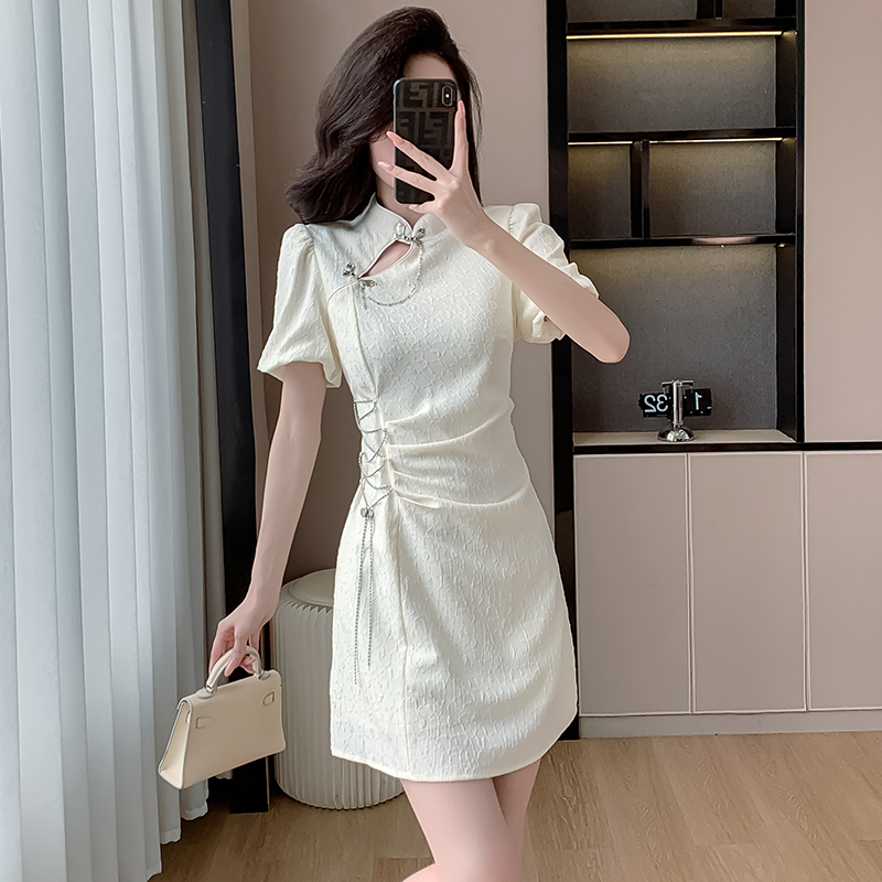 FA25961# 改良旗袍女时尚别致独特裙子国风年轻款女装新中式连衣裙夏 服裝批發女裝批發服飾貨源