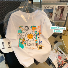 批发春夏短袖印花<b class='q'>T</b>恤 四款面料可选择 纯棉 包后领 抖音质量