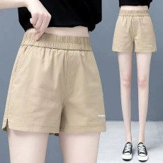 批发官图松紧腰短裤女<b class='q'>夏</b>季新款小个子高腰显瘦辣妹休闲打底短裤设计感