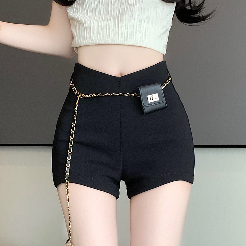 LN20151# 黑色性感高腰设计感短裤女夏季韩版小个子显瘦高级感热裤 服装批发女装货源服饰批发
