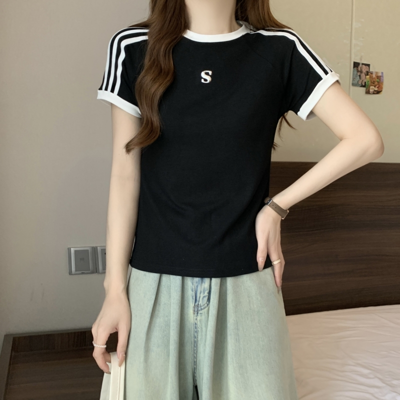 PF4590#Summer cotton T-shirt lady实拍纯棉...