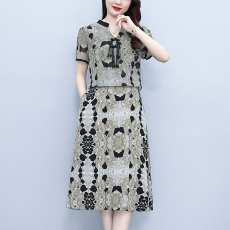 批发2026夏季新款时尚假两件显瘦<b class='q'>连衣裙</b>中老年妈妈装<b class='q'>夏装</b>大码宽松裙子