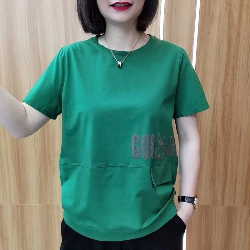 CP596#短袖t恤女新款夏季宽松遮肉显瘦小衫时尚中年妈妈洋气夏装上衣服