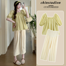 批发实拍现现~孕妇装夏装<b class='q'>t</b><b class='q'>恤</b>洋气套装夏天短袖上衣休闲夏季外出时尚款