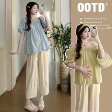 批发实拍现现~孕妇装夏装<b class='q'>t</b><b class='q'>恤</b>洋气套装夏天短袖上衣休闲夏季外出时尚款