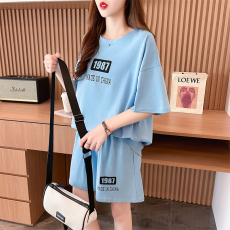 批发实拍抖音质量后包领/纯棉/宽松洋气跑步运动休闲套装