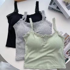 批发大码纯欲风甜辣蕾丝小吊带背心女春季白色内搭<b class='q'>打底衫</b>外穿无袖上衣