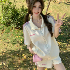 批发大码女装夏季休闲套装学院风减龄大码两件