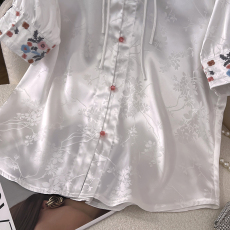 新中式国风刺绣复古衬衫女夏装2024年新款小个子休闲显瘦气质上衣