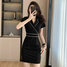 批发2022夏季短袖职业美容师<b class='q'>连衣裙</b>女高端气质工服OL<b class='q'>珠宝</b>店美容院工装