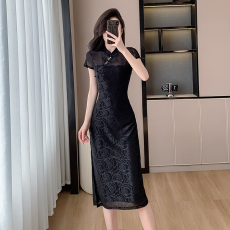 批发新中式辣妹国风改良<b class='q'>旗袍</b>2026新款包臀开叉性感黑色连衣裙女