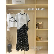 批发实拍SUNCC自制 手绘<b class='q'>米奇</b> 韩系百搭纯棉休闲tee加显瘦半裙套装