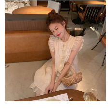 批发（好质量）新中式刺绣白色小飞袖连衣裙2024高级感法式裙子长短款
