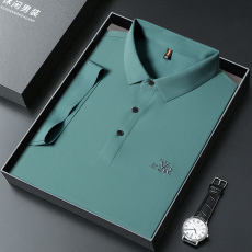 批发中青年男士夏季新款华夫格短袖冰丝无痕T恤衫翻领速干休闲polo衫