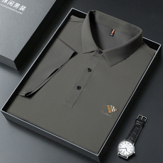 批发中青年男士冰丝无痕短袖polo衫2024夏季新款翻领半袖速干抗邹t恤