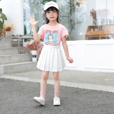 批发高品质女童百褶裙儿童学院风白色半身短裙大童女孩裙子