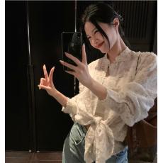 批发左边女装印花<b class='q'>长袖</b>上衣2026春秋新款轻薄防晒衣盘扣衬衣新中式衬衫