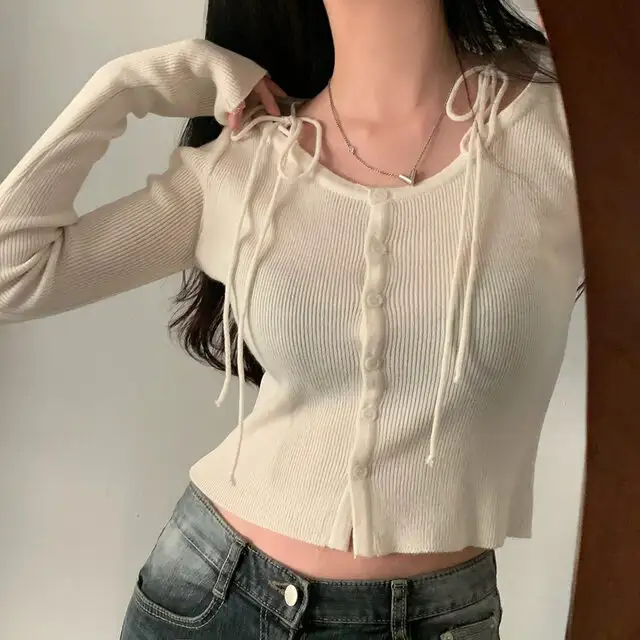 프렌치 스타일 체크 카라 니트 셔츠 상세 이미지 9