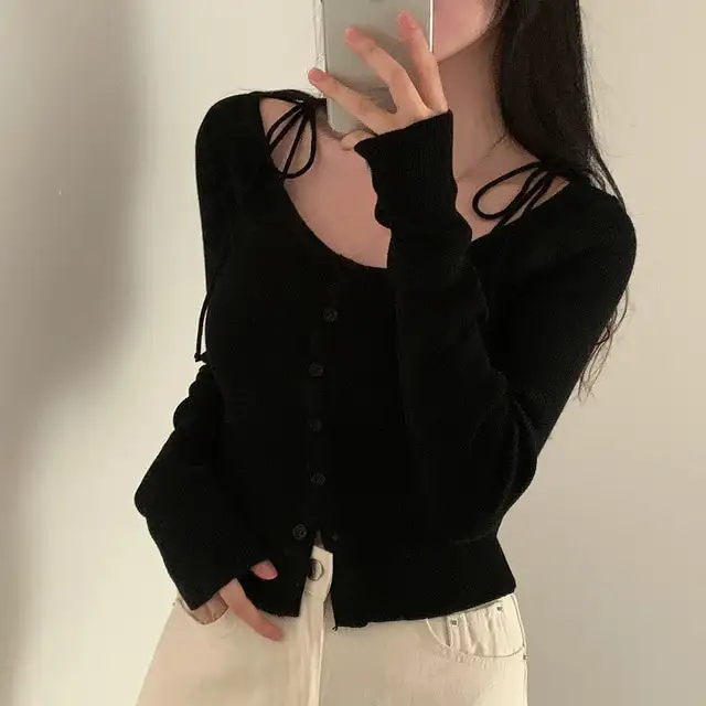 프렌치 스타일 체크 카라 니트 셔츠 상세 이미지 10