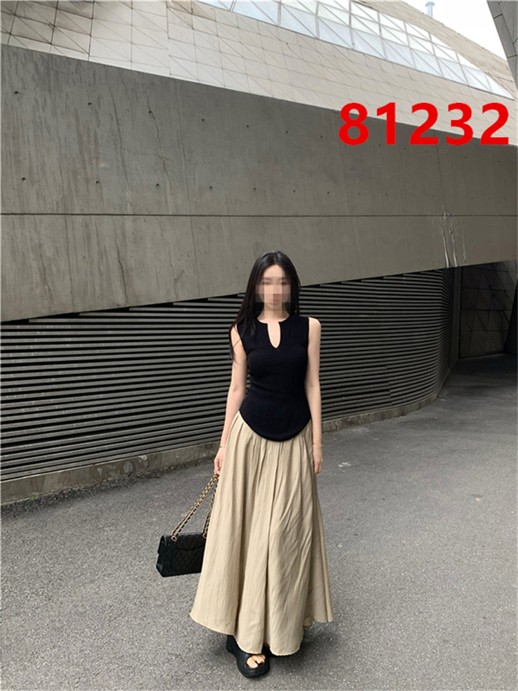 Plus size temperament suit, design camisole top, women's skirt, A-line long skirt, lazy style two-piece set