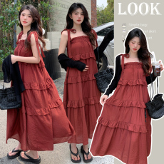 批发实拍  新款孕妇夏装大码纯棉孕妇吊带裙孕妇两件套