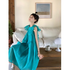 批发孕妇夏季高级感气质小众飞飞袖显瘦A字连衣裙