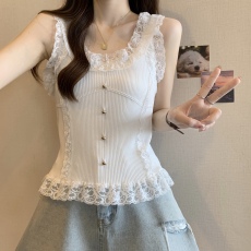 批发实拍~大码胖MM新款设计感甜美风内搭防走光背心吊带显瘦遮肉上衣