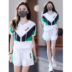 批发时尚休闲套装女2025夏季新款小个子拼色时髦洋气减龄运动服两件套