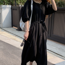 批发<b class='q'>清仓</b>特价 不退不换 法式慵懒浪漫优雅随性泡泡袖宽松<b class='q'>连衣裙</b>