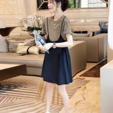 批发<b class='q'>两件套</b>拼接吊带连衣裙子碎花a字高腰小个子2026年春夏新款欧洲站