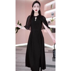 批发曼玉艾莱黑色台湾纱<b class='q'>连衣裙</b>2026新款女夏年轻气质高端奢华旗袍裙子