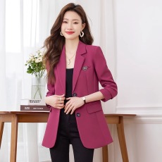 批发高级感玫红西装外套女2026新款<b class='q'>春</b>秋宽松大码气质高端职业正装西服