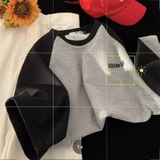 批发男装美式潮牌宽松休闲街头短袖男不规则华夫格宽松男女情侣款