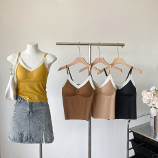 批发实拍大码冰丝打底<b class='q'>内衣</b>多巴胺纯欲风美背内搭吊带衫外穿无袖露肩衫