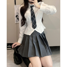 批发创峰酷丝绵收腰JK制服学院风辣妹长袖衬衫女夏季上衣风修身<b class='q'>白衬衣</b>