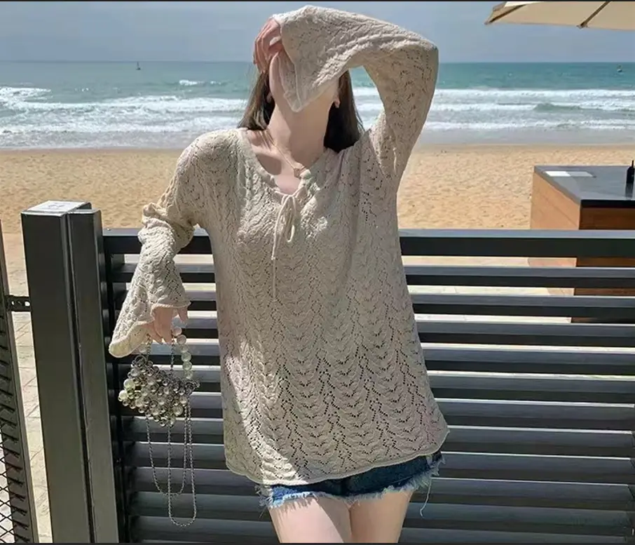 레이어드 끈 디테일 루즈 니트 상세 이미지 3