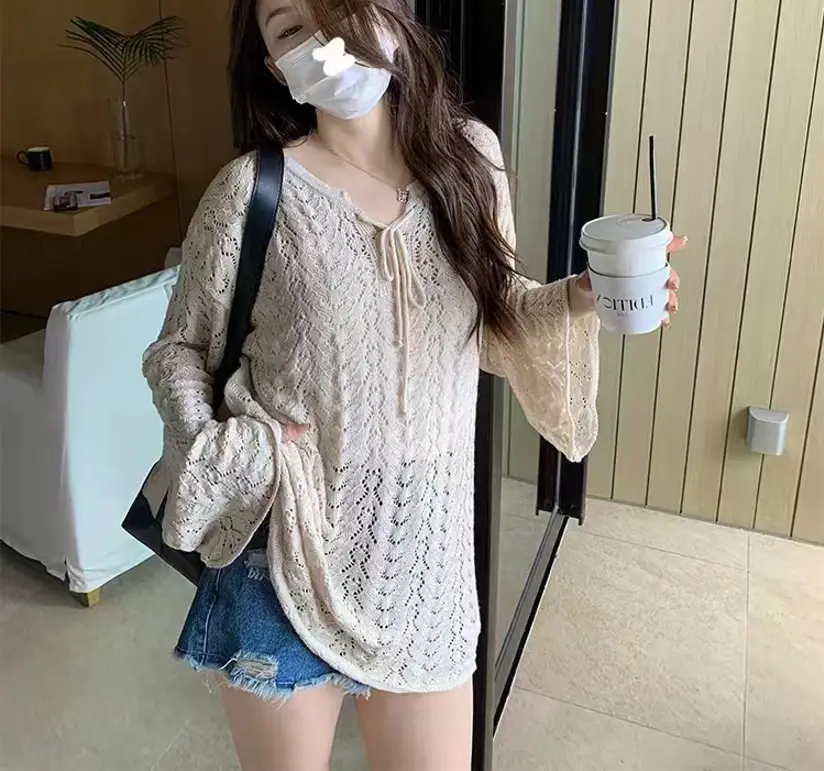 레이어드 끈 디테일 루즈 니트 상세 이미지 5