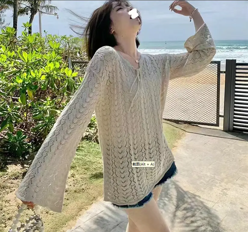 레이어드 끈 디테일 루즈 니트 상세 이미지 6