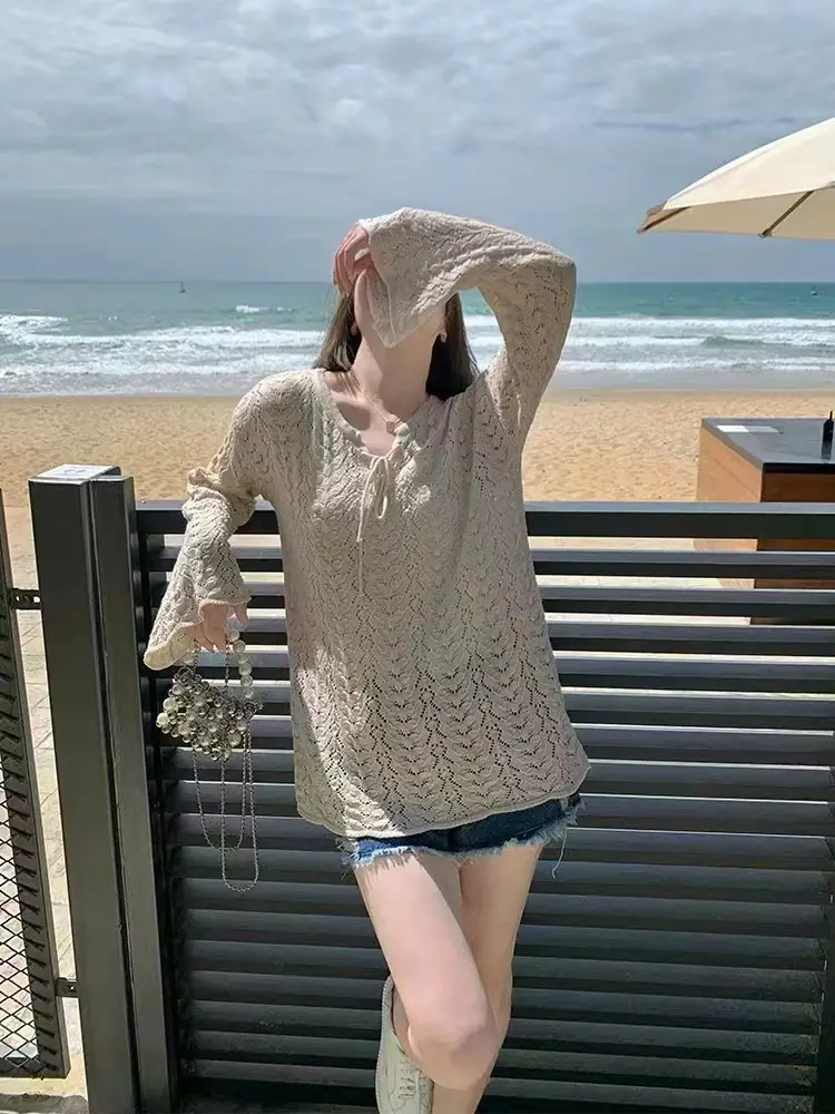 레이어드 끈 디테일 루즈 니트 상세 이미지 7