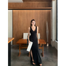 批发实拍  实价夏季新款气质修身显瘦小性感V领开衩背心<b class='q'>连衣裙</b>