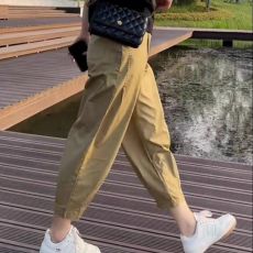 批发<b class='q'>高腰</b>休闲裤女夏薄款2026新款九分裤时尚显瘦哈伦裤小个子运动裤子