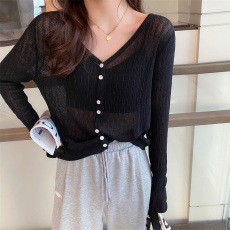 批发防晒<b class='q'>针织</b>开衫女薄款夏季空调衫冰丝外套吊带裙外搭罩衫高级感上衣