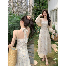 批发实拍大码女装春夏胖MM超仙别致绝美法式复古减龄显瘦连衣裙<b class='q'>两件</b>套