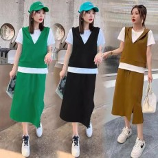 批发官图 短袖t恤连帽卫衣套装女2026夏季新款半身裙洋气宽松大码a字