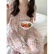 批发实拍实价睡衣女百搭小清新夏季<b class='q'>纯棉</b>吊带<b class='q'>睡裙</b>碎花家居服可外穿长裙
