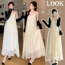 批发实拍仙女裙 新款孕妇装大码真丝皱孕妇连衣裙孕妇两件套