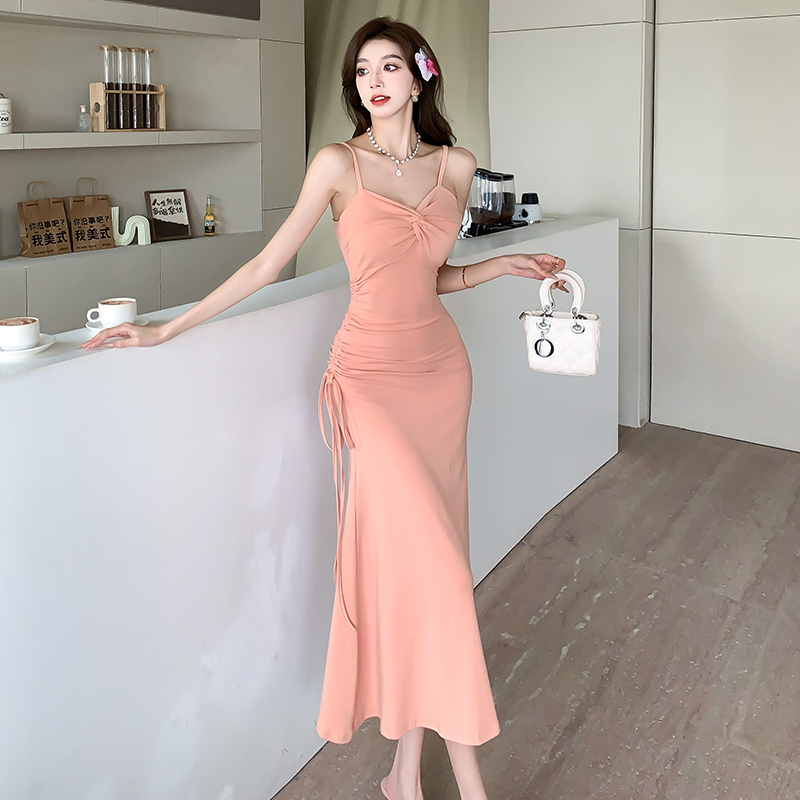 실사 프랑스식 품격 핫걸 섹시함 슬립 여성 드레스 2026 여름 하이웨이스트 몸매 가꾸기 슬림해 보이는 타이트 스커트 길다 치마